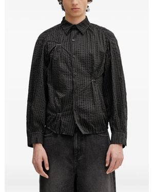 Adererror Striped-Pattern Gathered Shirt - Black
