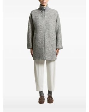 Peserico Sequin-Embellished High-Neck Coat - Gray