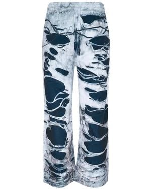 we11done Distressed-Effect Track Trousers - Blue