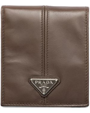 Prada Leather Wallet With Coin Purse - Brown