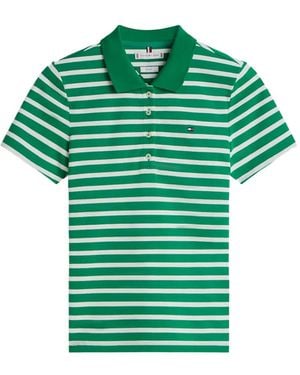 Tommy Hilfiger Striped-pattern Polo Top - Green