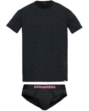 DSquared² Logo-Print T-Shirt And Boxers Set - Black