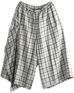 Y's Yohji Yamamoto Pantalon Drapé À Carreaux - Grey