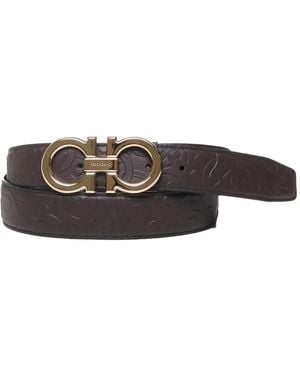 Ferragamo Cintura Con Logo Gancini - Bianco