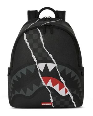 Sprayground Shark Slash Savage Check Backpack - Black