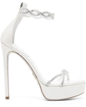 Rene Caovilla 130Mm Braid Fondant Sandals - White