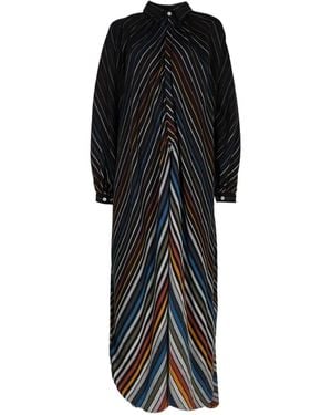 Marrakshi Life Striped Long-Sleeve Maxi Dress - Black