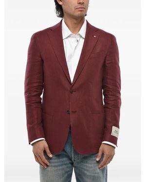 Corneliani Single-Breasted Linen Blazer - Red
