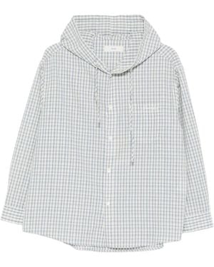 DUNST Hooded Check Shirt - White