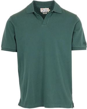 MC2 Saint Barth Piqué-Weave V-Neck Polo Shirt - Green