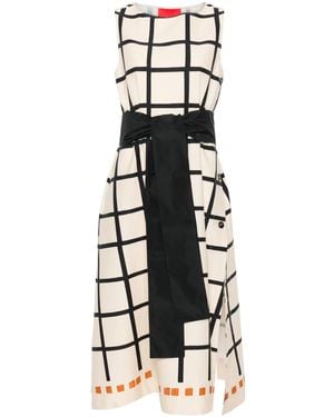 Co.Go Geometric-Print Midi Dress - White