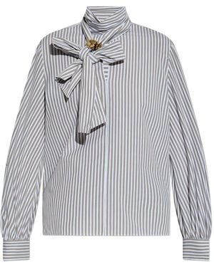 Max Mara Disco Bow-Embellished Striped Shirt - Grey