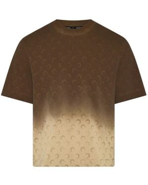 Marine Serre Moon-Pattern Round-Neck T-Shirt - Brown