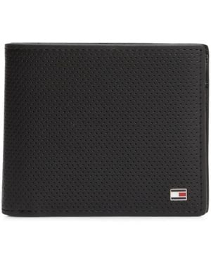 Tommy Hilfiger Perforated Logo-Plaque Wallet - Black