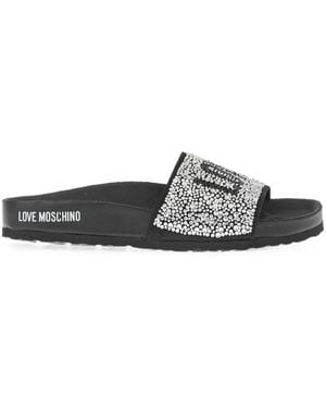 Moschino Rhinestone-Embellished Leather Sandals - White
