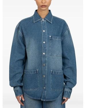 House Of Sunny Patch-Pockets Denim Shirt - Blue