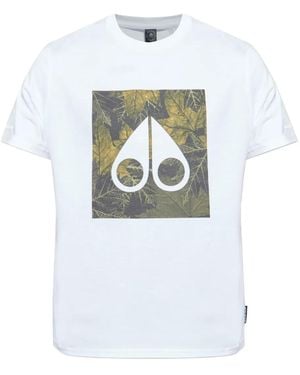 Moose Knuckles リーフプリント Tシャツ - ホワイト