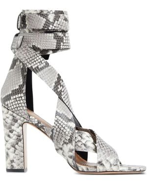 Cynthia Rowley 100mm Cece Snakeskin Wrap-around Heeled Sandals - White