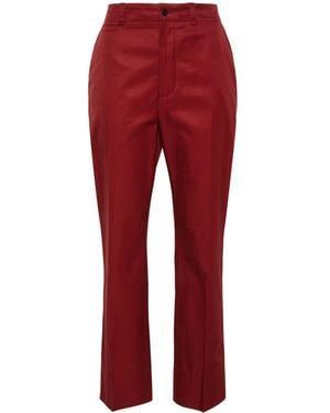 Saint Laurent Straight-Leg Cotton Trousers - Red