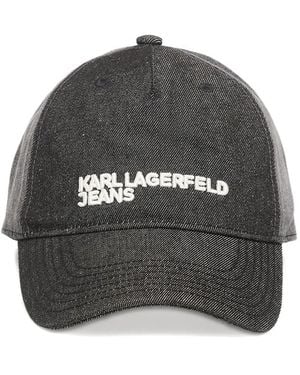 KARL LAGERFELD Logo-Embroidered Denim Cap - Grey