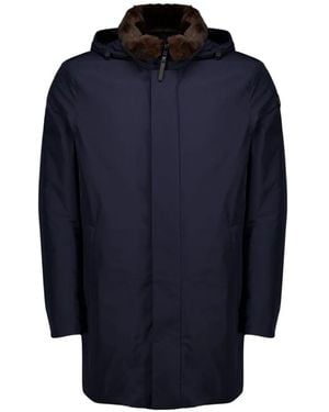 Moncler Okefen Hooded Long Down Parka - Blue