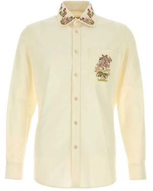 Valentino Garavani Embroidered-Logo Cotton Shirt - Natural