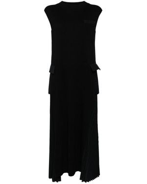 Sacai Sleeveless Ribbed-Knit Maxi Dress - Black