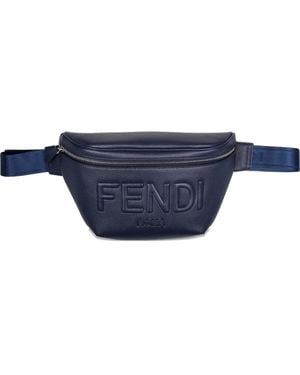 Fendi Logo-Embossed Belt Bag - Blue