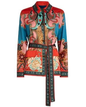 Etro Belt Patterned Jacket - Red