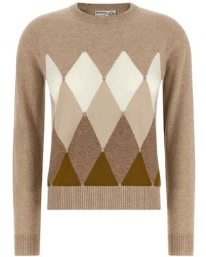 Ballantyne Argyle-Intarsia Cashmere Sweater - Natural