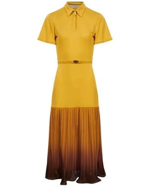 ROWEN ROSE Polo-Collar Ombré-Effect Midi Dress - Metallic