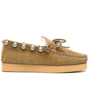 Isabel Marant Loafers Met Lammy Voering - Bruin