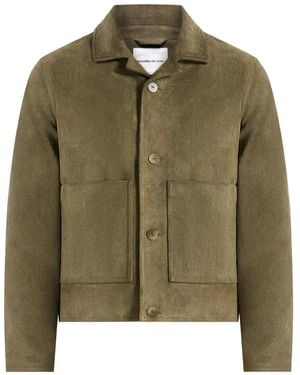 Manière De Voir Michel Suede-Effect Revere-Collar Jacket - Green