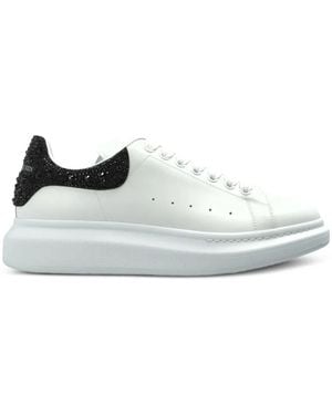 McQueen Oversized Crystal-Embellished Leather Trainers - White