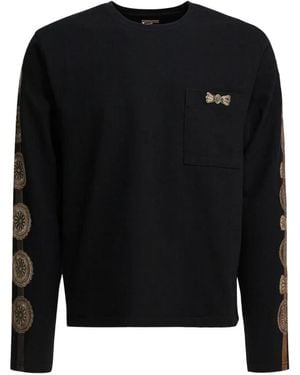 Kapital Embellished-Sleeves T-Shirt - Black