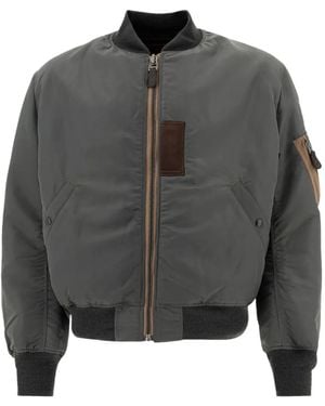 Buzz Rickson's Logo-Print Bomber Jacket - Grey