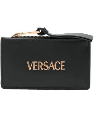 Versace Kartenetui mit Logo-Stempel - Schwarz