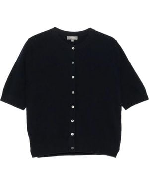 N.Peal Cashmere Cashmere Short-Sleeves Cardigan - Blue