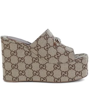 Gucci Horsebit Platform Sandals - Gray