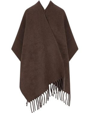 Brunello Cucinelli Fransen-Cape mit V-Ausschnitt - Braun