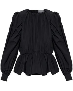Ganni Blusa Con Manga Farol - Negro