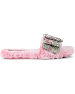 Kurt Geiger Crystal Bow Cosy Slides - Pink