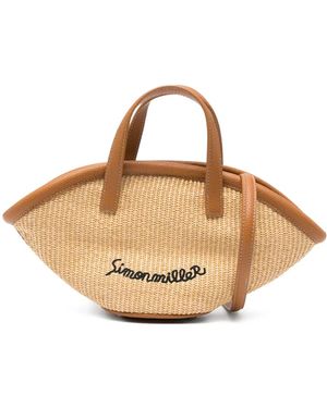 Simon Miller Raffia Leather-Trimmed Tote Bag - Natural
