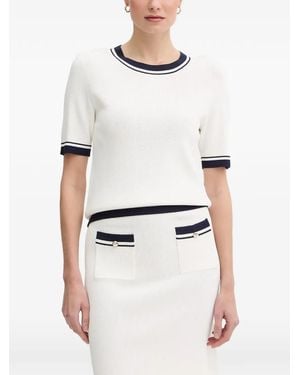 Joop! Kirela Contrast-Trim Short-Sleeve Sweater - White