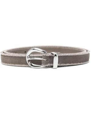 Peserico Stud-Embellished Suede Belt - White