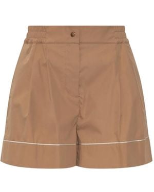 Moncler Logo-Patch Piped Shorts - Natural