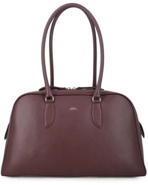A.P.C. Paloma Logo-Print Leather Tote Bag - Purple