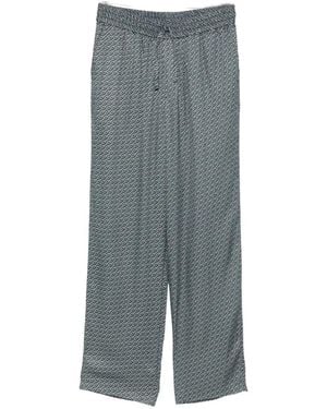 Drole de Monsieur Geometric-Print Drawstring Trousers - Grey