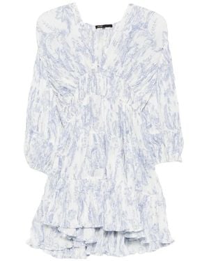 Maje Patterned Pleated Dress - White