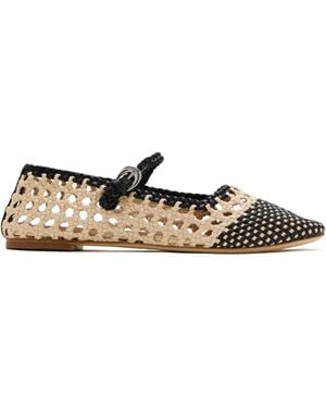 STAUD Nell Crochet Ballet Flats - White